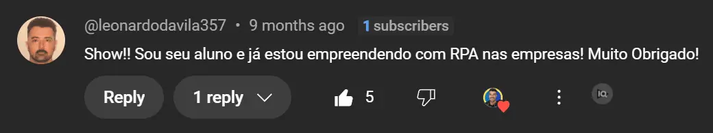 Depoimento de aluno