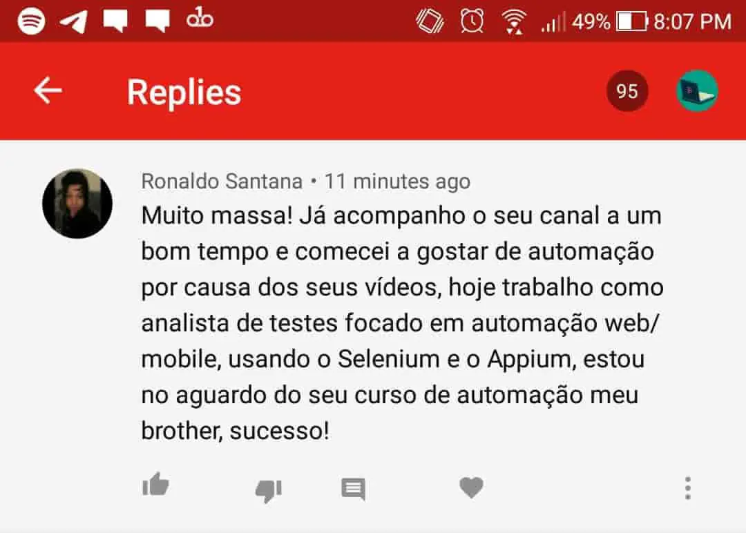 Depoimento de aluno